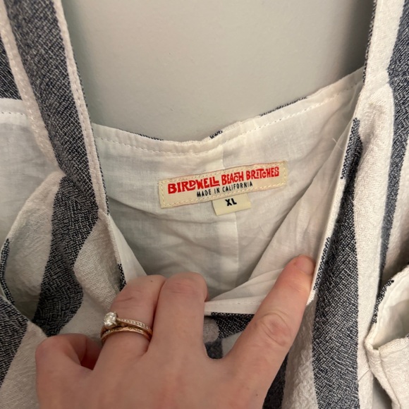 Birdwell Beach Britches Everyday Overalls Jumpsuit Striped Blue White Sz XL USA - Picture 4 of 15